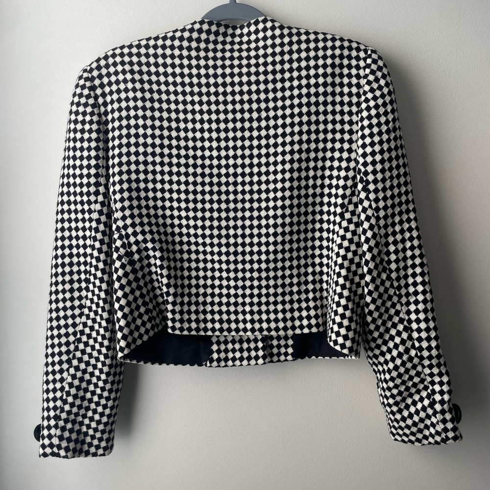 Evan Picone Checkered Jacket W/ Shoulder Pads - image 2